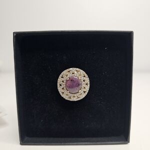 Elegant Silver and Purple Gemstone Ring